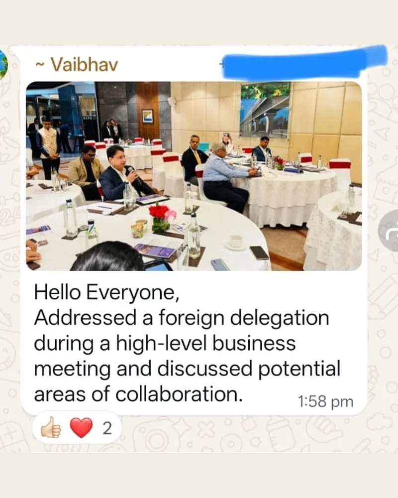 WhatsApp message from Vaibhav Kumar