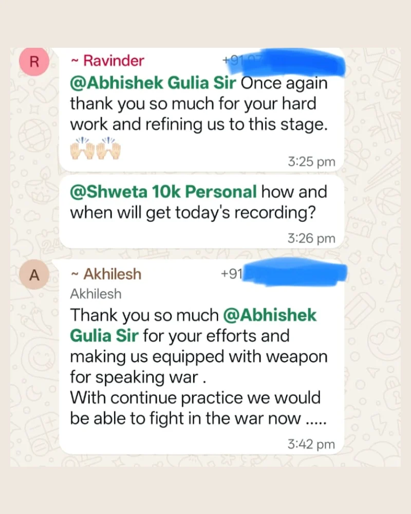 WhatsApp message from Akhilesh Bhadouriya